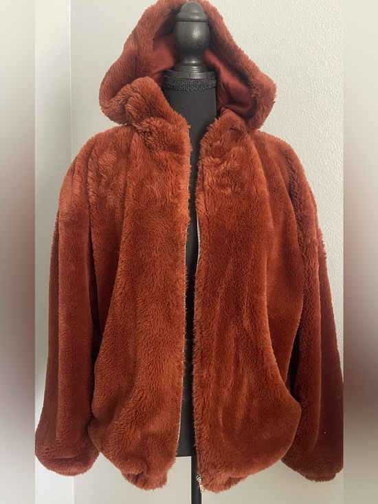 Urban Nation Jackets & Blazers - Maroon Faux Fur Zip up Jacket